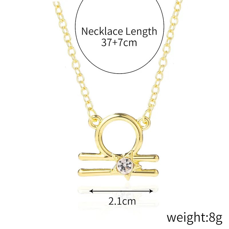 Elegant 18K Yellow Gold plated Libra & White CZ Necklace.