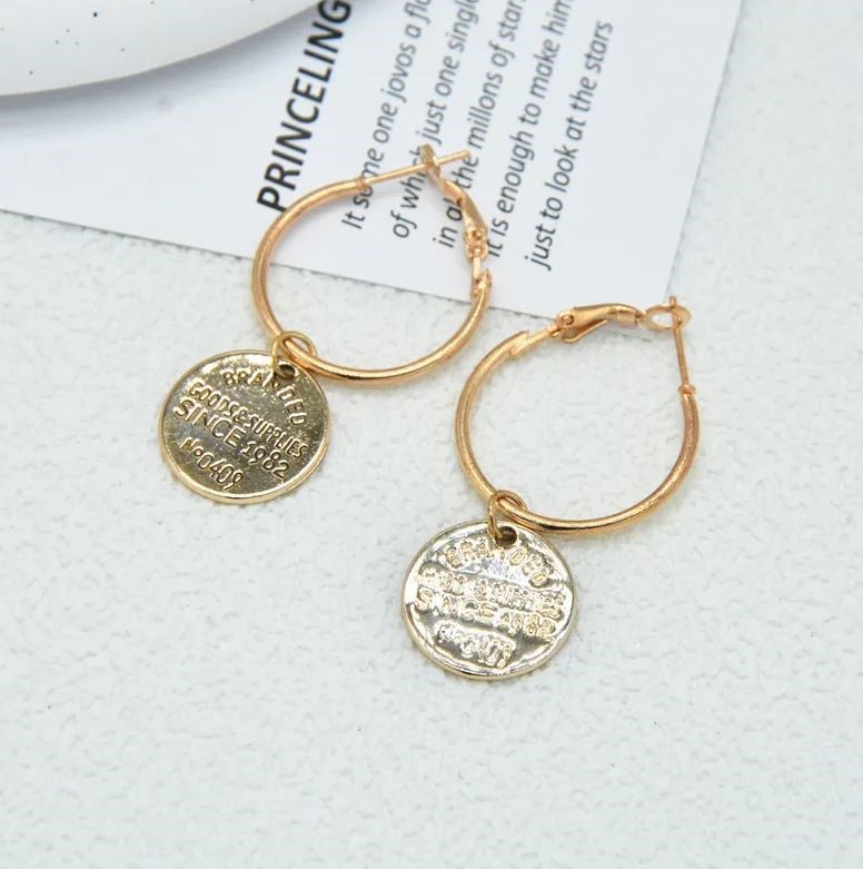 Elegant 18K Yellow Gold plated Coin earring