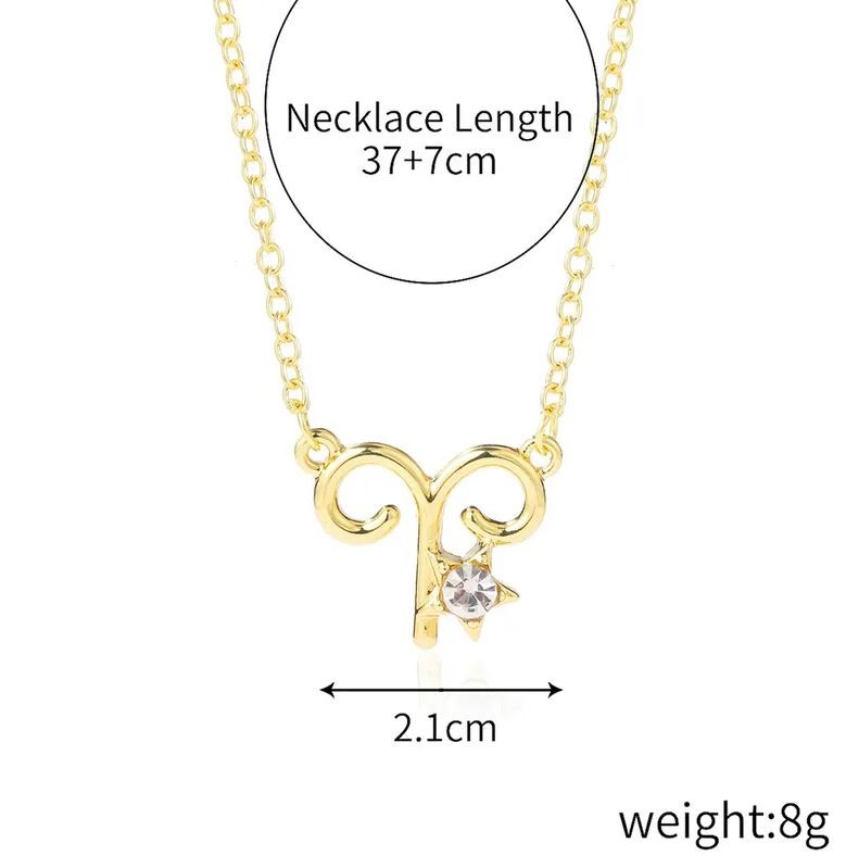 Elegant 18K Yellow Gold plated Aries & white CZ Necklace.