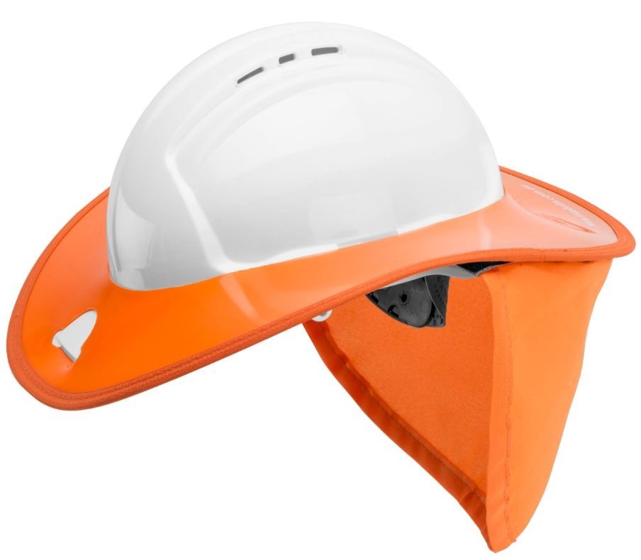 1200 x SNAP BRIM Rigid Hard Hat Sunshade with Cotton Drill Neck Flap, Orang