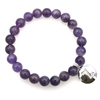 Natural Round Amethyst & Personalized Letter 'Z' with CZ Jewelry Bracelet