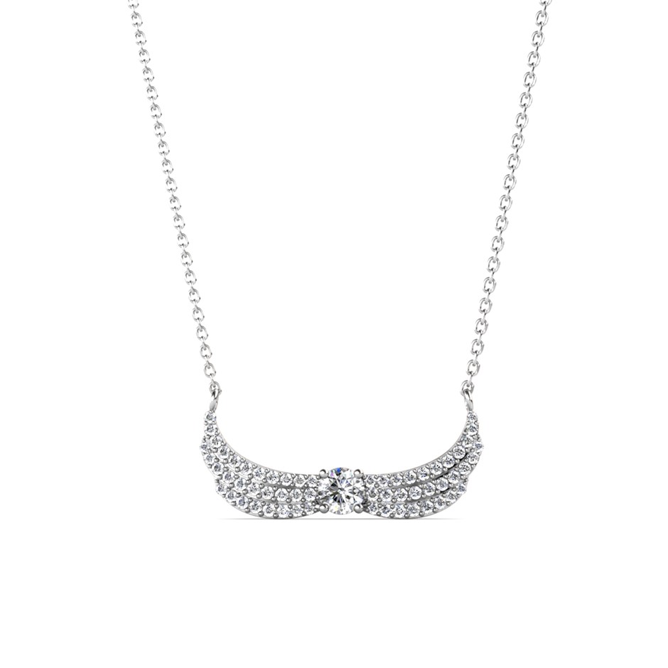 Elegant 18K White Gold plated Diamonds Simulants Necklace