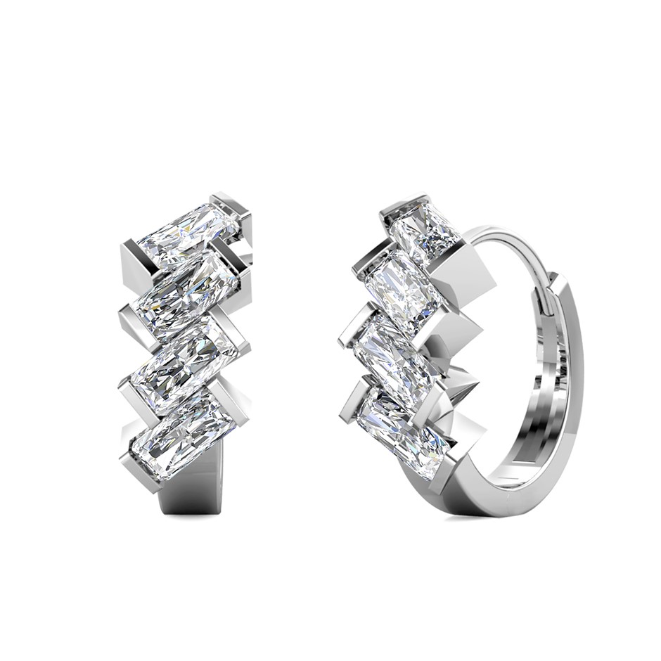 Elegant 18K White Gold plated Diamonds Simulants earrings