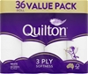 2 x Pack of 36 QUILTON 3 Ply Toilet Tissue Pack, (72 Roll Count). NB: One P