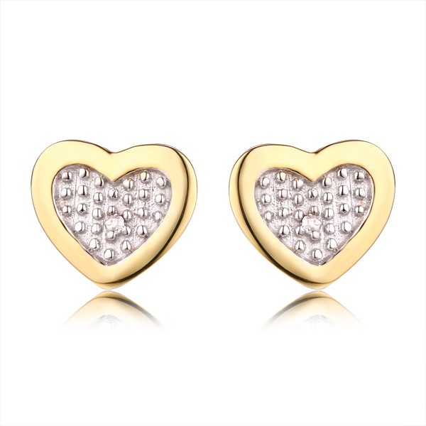 Genuine 9ct Yellow gold Luxury Diamond Studs Earrings