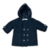 BURBERRY Black Wool Childs Coat With Blue Check Trim