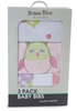2 x Bubba Blue Baby Girl Owl 3pk Bib Gift Set Drool Feeding Absorbent Cotto