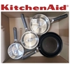 KITCHENAID 5 x Pots and Pans Bundle, Stainless Steel/Black. NB: Minor scrat