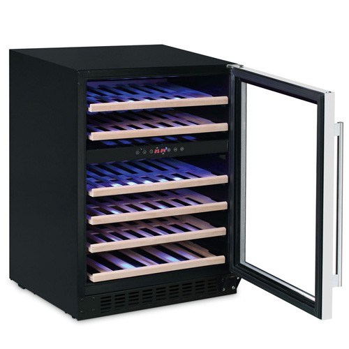 VinoVault B145D Black Underbench Dual Zone Wine Fridge 46 Bottle