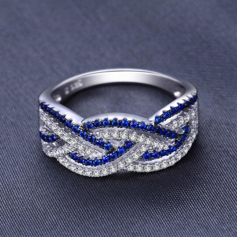 Elegant 18K White and Yellow Gold plated Simulated Diamond and Sapphire