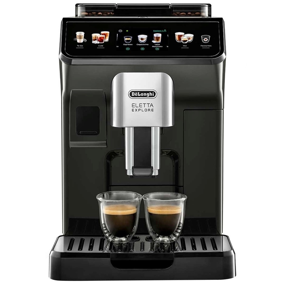 DELONGHI Eletta Explore Automatic Coffee Machine, Black, Model ECAM45055G.