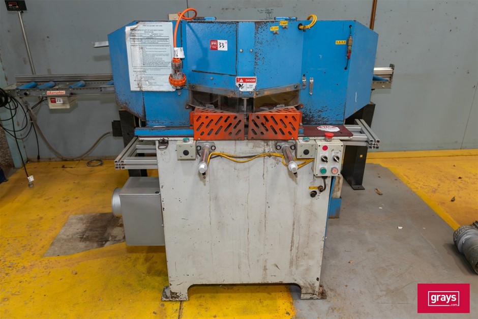 2004 Luna SA45O3 Double Head Mitre Saw with Feed Table