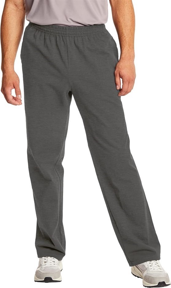 HANES Men's Jersey Pants, Size L, Charcoal Heather, O5627. Buyers Note - D
