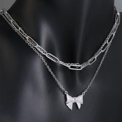 Elegant 18K White Gold Plated Simulated Diamond Necklace