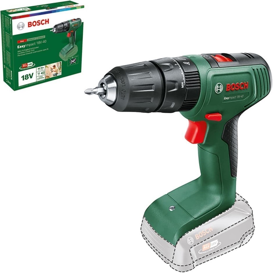 BOSCH 18V EasyImpact Cordless Impact Hammer Drill Driver, 2 Speed, Skin Onl