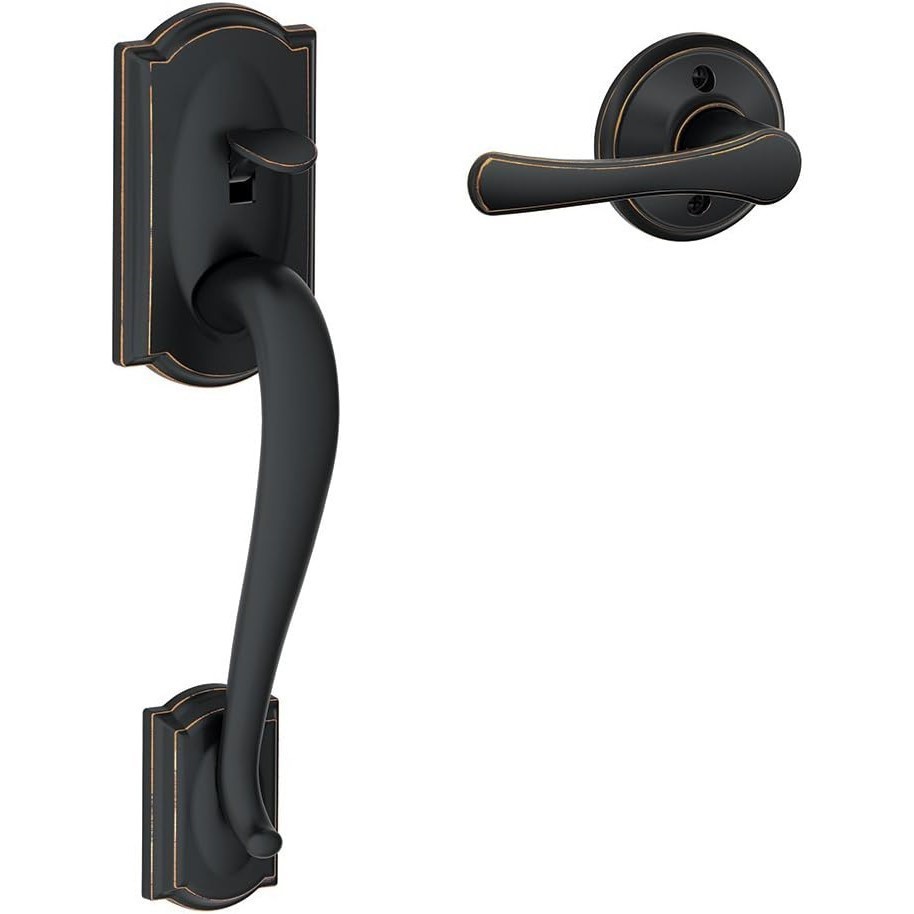 SCHLAGE Camelot Trim Lower Half Front Entry Handleset w/ Avila Lever, Aged