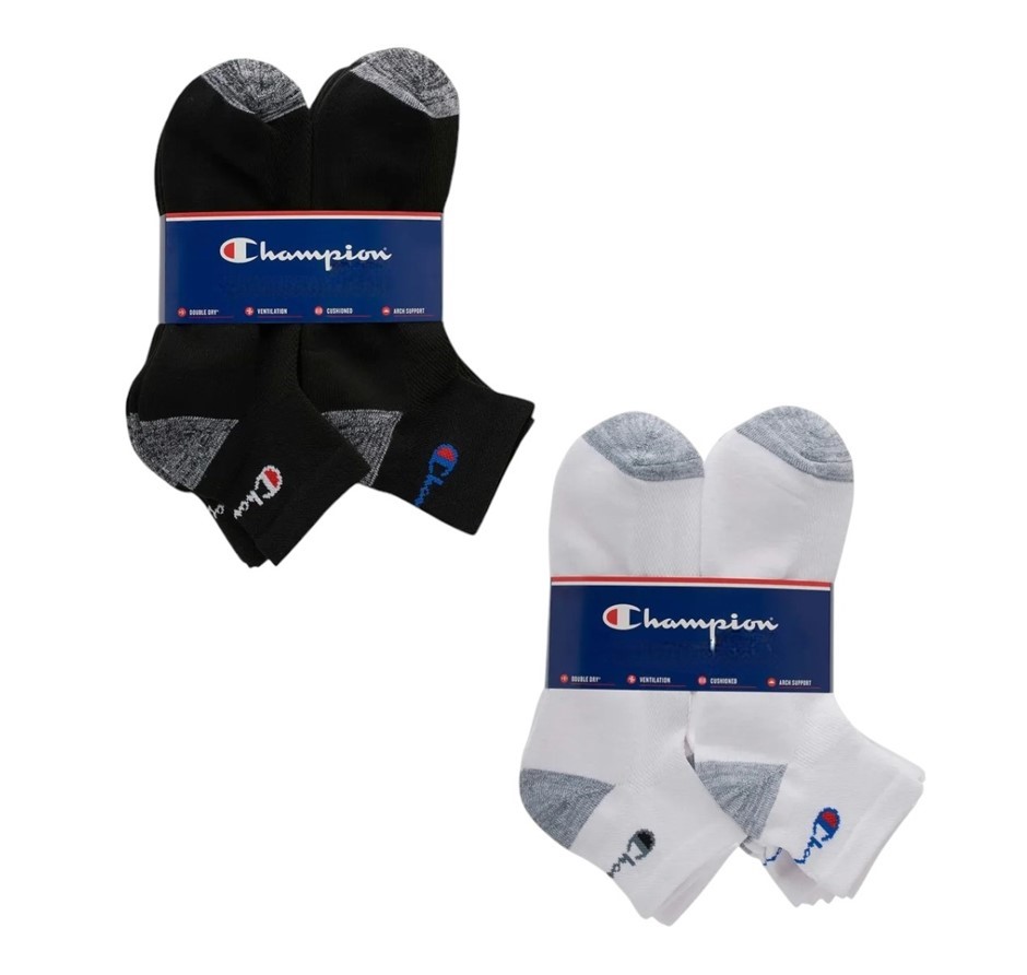 7 Pairs x CHAMPION Men's Quarter Crew Ankle Socks, Size 6-10, Assorted Colo