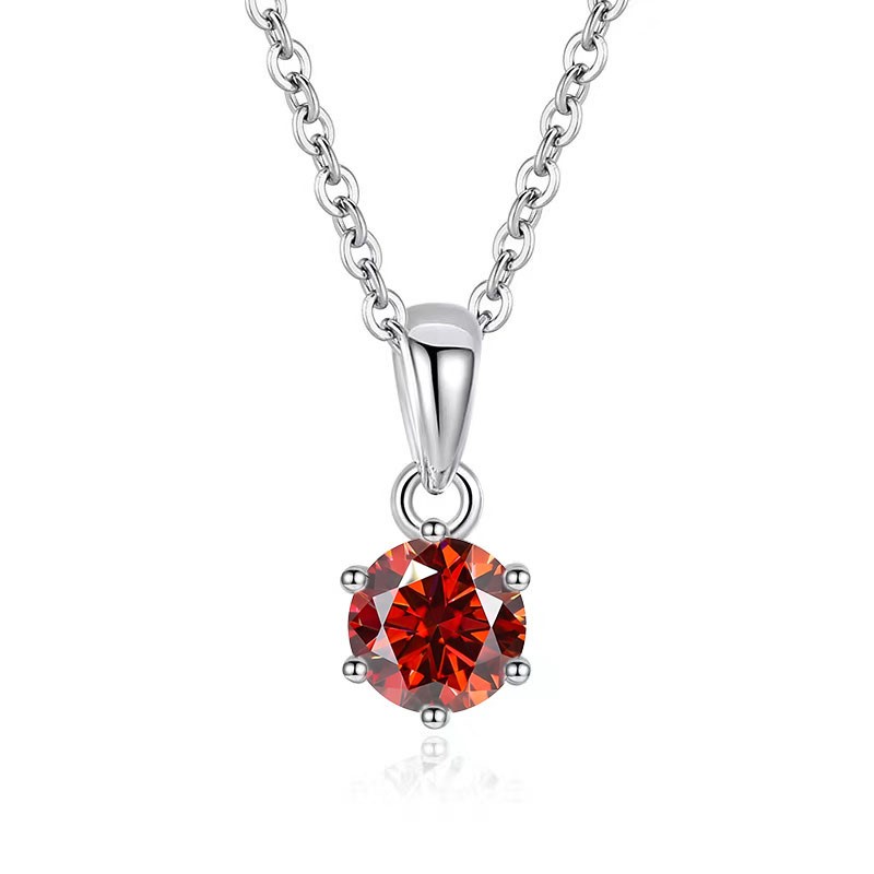 Real Gold Vermeil-GRA-certified 2.00-Carat VVS1 Red Moissanite Necklace