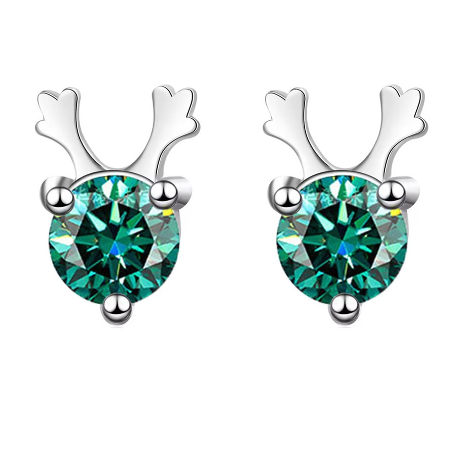Real Gold Vermeil-GRA-certified 1.00-Carat VVS1 Green Moissanite Earrings