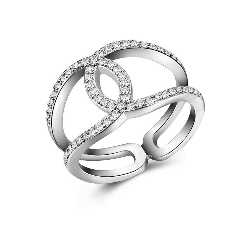 Elegant 18K White Gold plated Simulated Diamond Ring Size 7