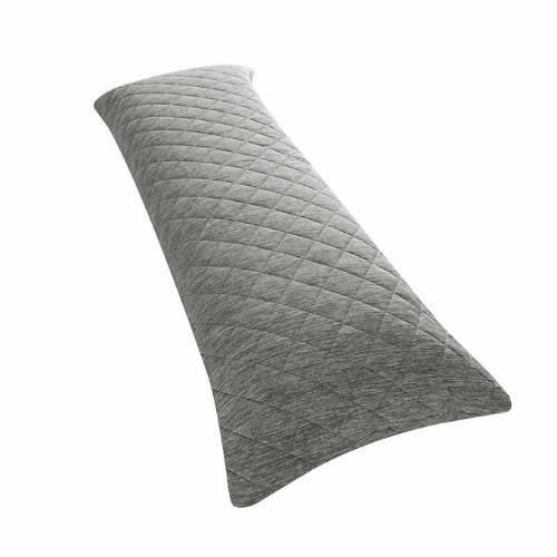 ESSENTIAL COMFORT Quilted Cooling Body Pillow, 20" x 54", Grey.