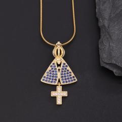 Elegant 18K Yellow Gold plated Simulated Diamond Necklace