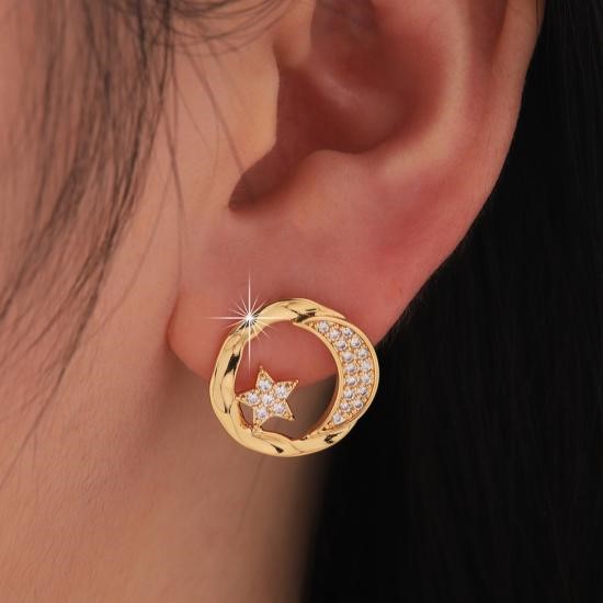 Elegant 18K Yellow Gold plated Simulated Diamond Earrings