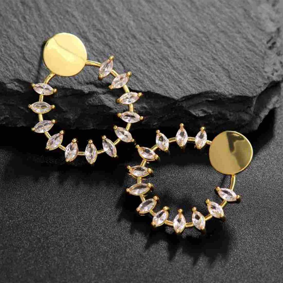 Elegant 18K Yellow Gold plated Simulated Diamond Earrings