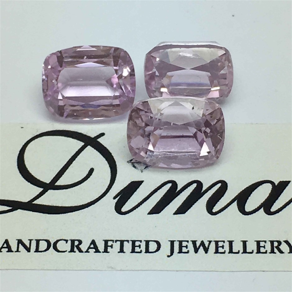 Three Stones Kunzite Cushion 16.08ct