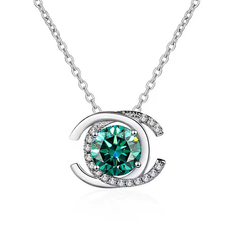 GRA-certified 1.00 Carat Green Moissanite Necklace