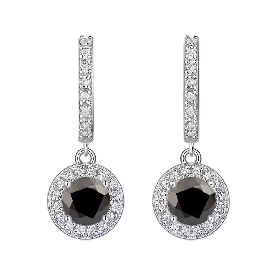 GRA-certified 2.00-Carat Black Moissanite Earrings