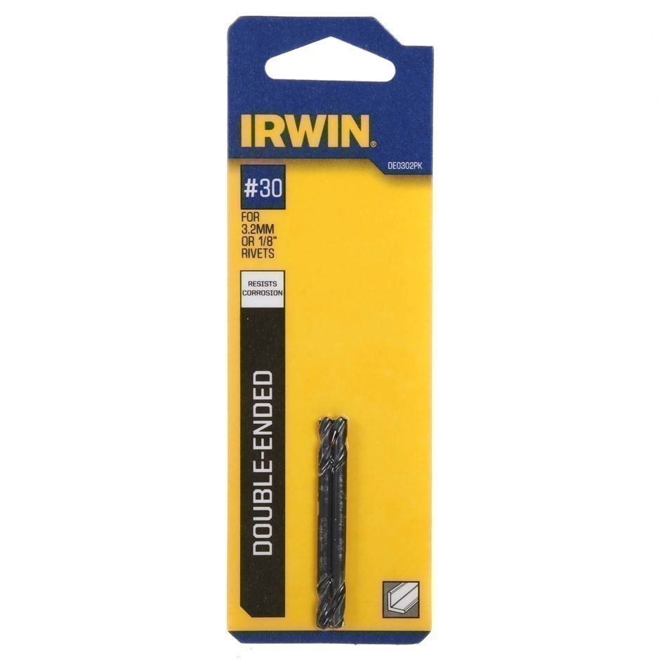 20 x Packs of 2 IRWIN Double End Rivet Drill Bits #30 (for 3.2mm Rivets) Bl