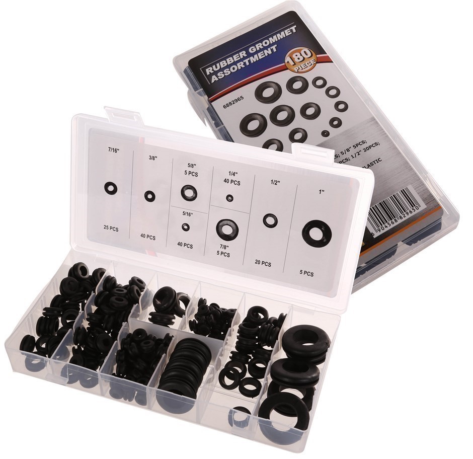 2 x 180pc Rubber Grommet Assortments. Contents: Refer Image.