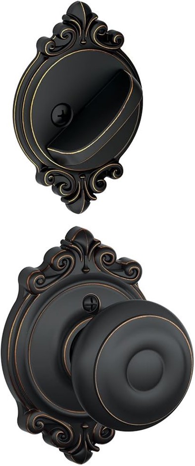 4 x SCHLAGE Brookshire Collection Georgian Handleset Interior Knobs, Aged B