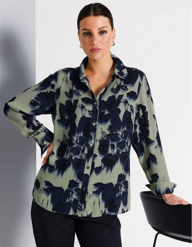 BASQUE Recycled Polyester Sheer Printed Shirt, Size 8, Assorted NB: Has Bee