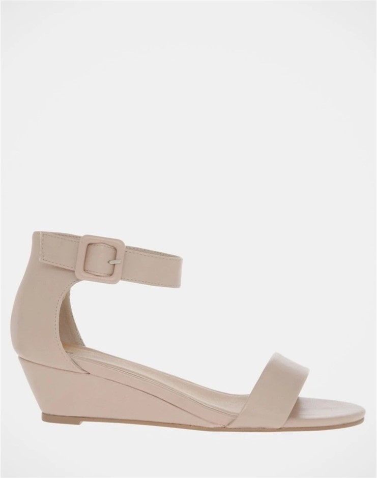 MISS SHOP Bridgette Wedged Low Heeled Sandal, Size Right 6/Left 7, Blush  B