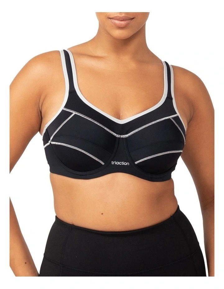 TRIUMPH TriAction Performance Sports Bra, Size 18E, Black/Silver  Buyers No