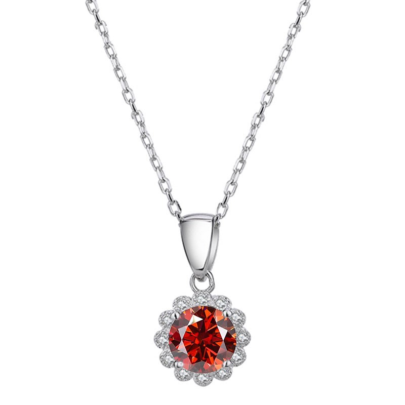 GRA-certified 1.00 Carat Red Moissanite Necklace