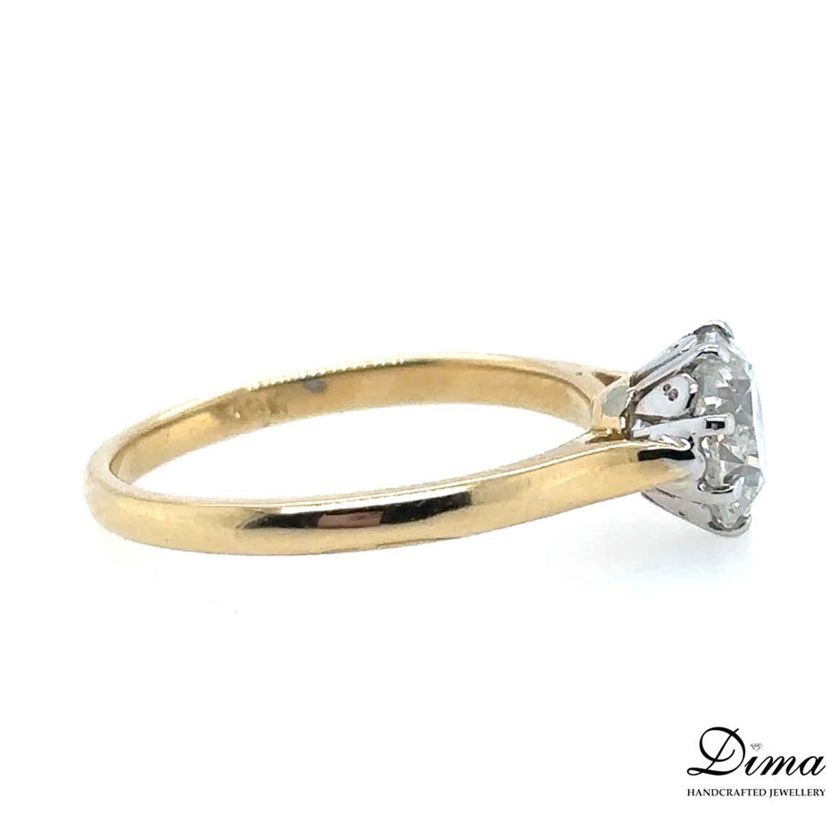 1.60Ct G-H/P1 Diamond Ring 18K 2 Tone Gold