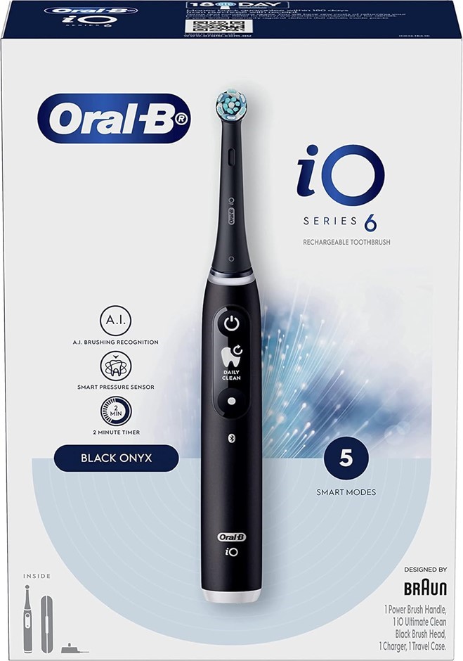 ORAL-B iO 6 Electric Toothbrush with 1 App Connected Handle, 1 Ultimate Cl