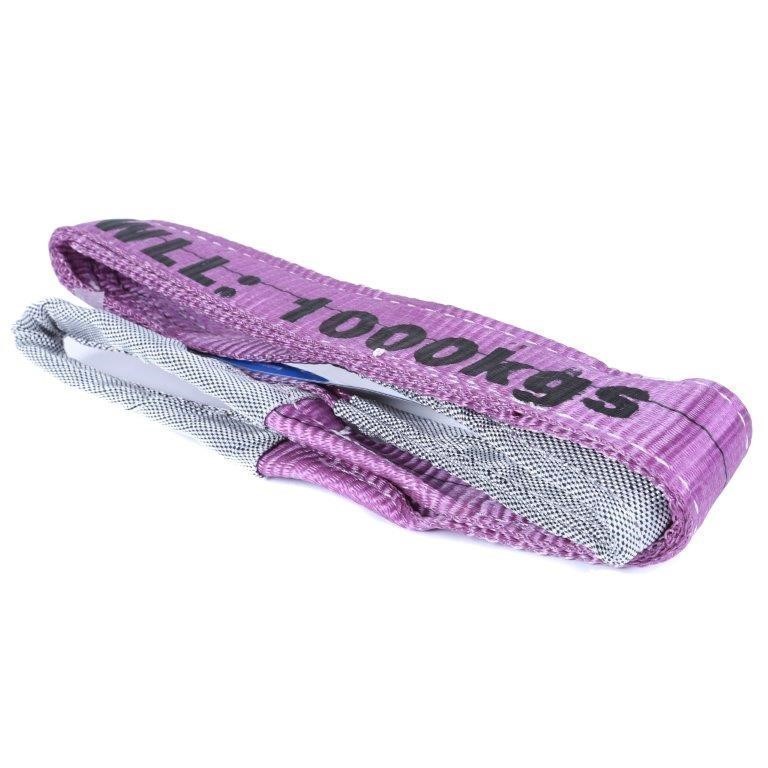 4 x Flat Webb Lifting Slings, WLL 1,000kg x 1M (With Test Cert).