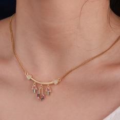 Elegant 18K Yellow Gold plated Simulated Diamond Necklace