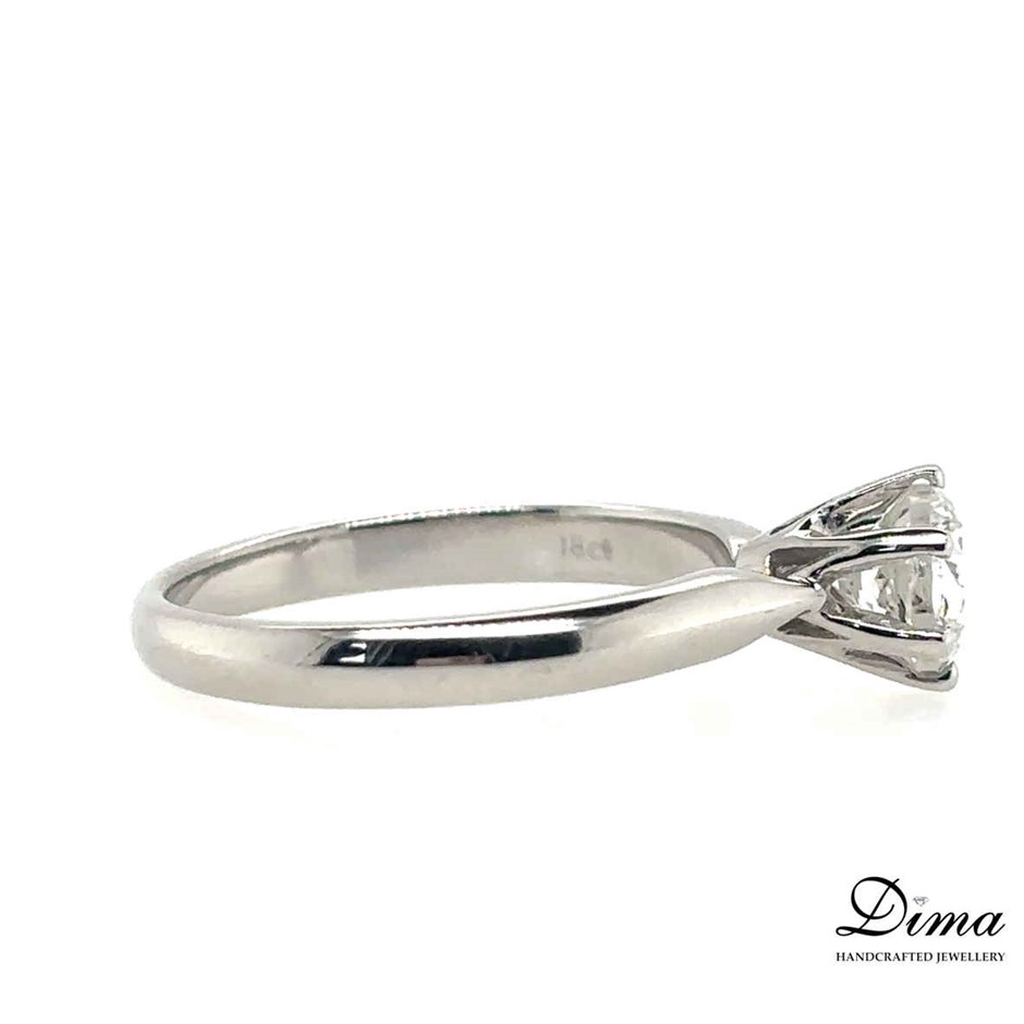 1.02ct Dia. Round F-G/SI Ring 18K White Gold