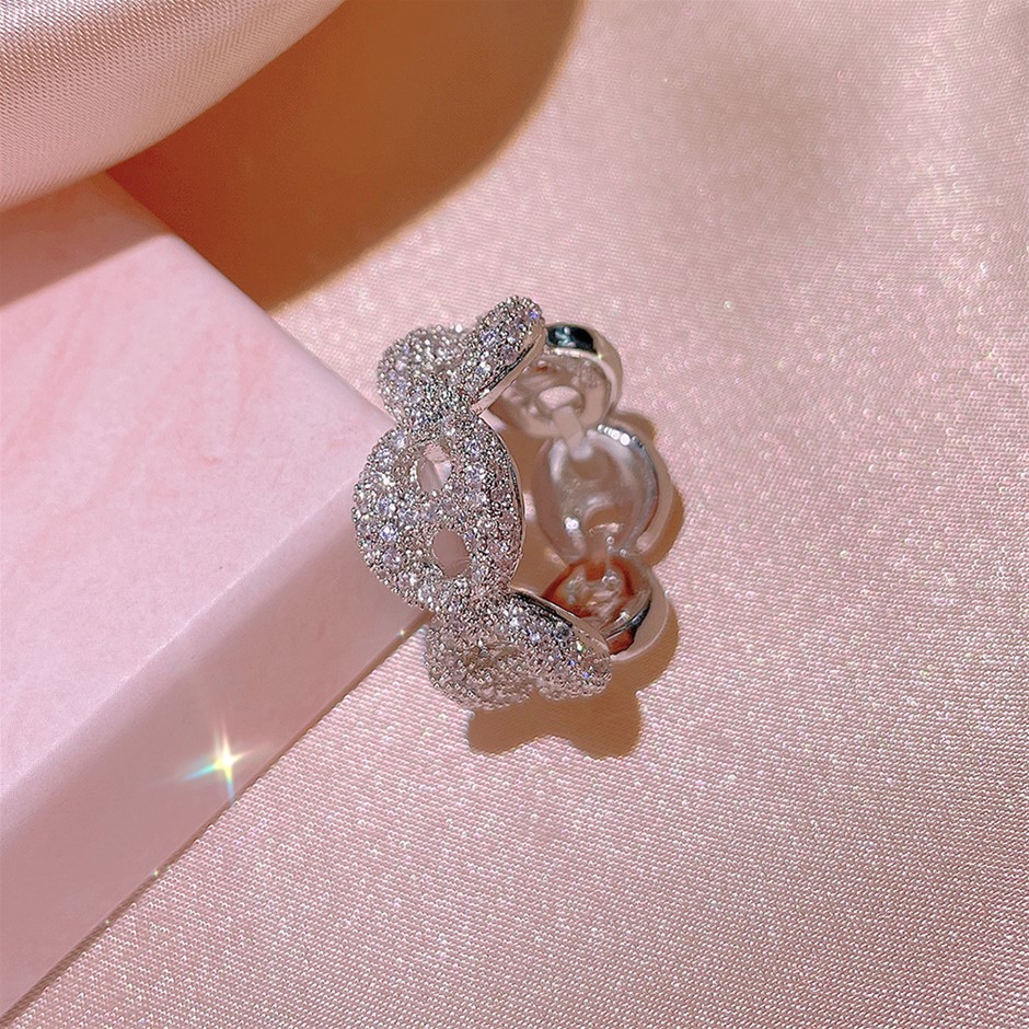 Elegant 18K Triple White Gold plated Lab Simulated Diamond