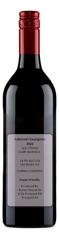 Cleanskin Cabernet Sauvignon 2022 (12x 750mL) SA