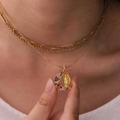 Elegant 18K Yellow Gold plated Simulated Diamond Necklace