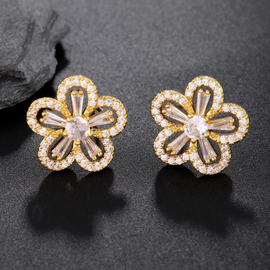 Elegant 18K Yellow Gold plated Simulated Diamond Earrings