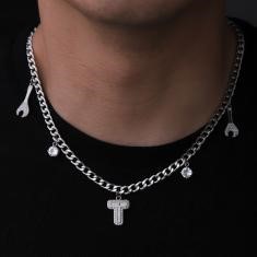 Elegant 18K White Gold plated Simulated Diamond Necklace