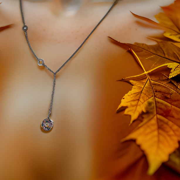 Elegant 18K White Gold plated Simulated Diamond Necklace