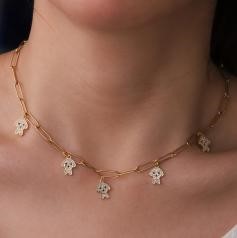 Elegant 18K Yellow Gold plated Simulated Diamond Necklace